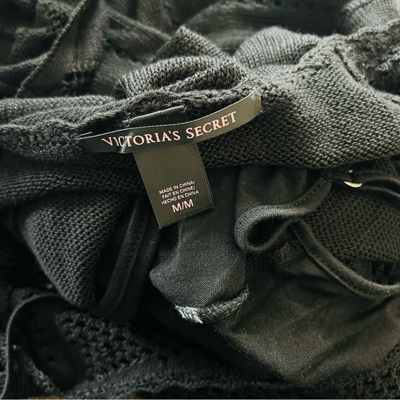 Victoria’s Secret Black Crochet Knit Dress | Boho Beach Cover Up Resort Midi m - Picture 6 of 6